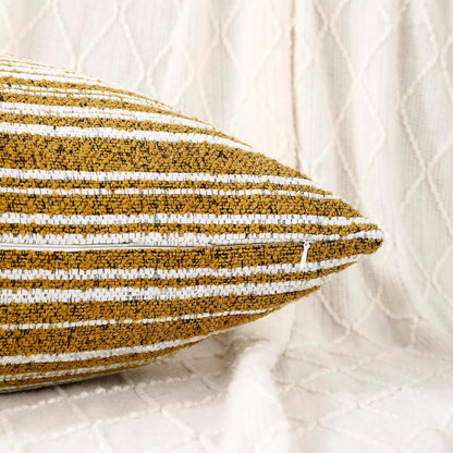 Yellow Striped Chenille Throw Pillow Covers 18x18 Inch Set of 2 Modern Farmhouse Decorative Cushion Covers for Sofa Couch Living Room Bedroom