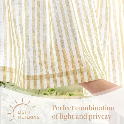 jinchan Linen Stripe Valance for Window 16 Inch Modern Rustic Farmhouse Valance for Kitchen Living Room Bathroom Window Treatment Light Filtering Rod Pocket 1 Panel Mustard Yellow on Linen