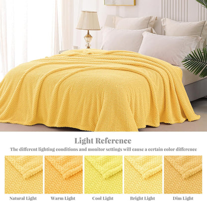 Whale Flotilla Extra Large Fuzzy Fleece Throw Blanket for Couch, 50x70 Inch Fluffy Soft Jacquard Blankets for All Season, Lightweight and Cozy, Yellow