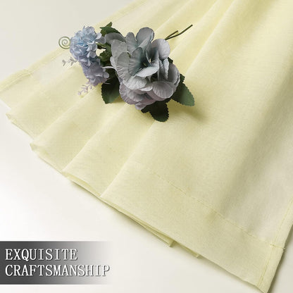Tollpiz Sheer Curtains Linen Textured Bedroom Curtain Sheers Light Filtering Rod Pocket Voile Curtains for Living Room, 54 x 84 inches Long, Transparent Yellow, Set of 2 Panels