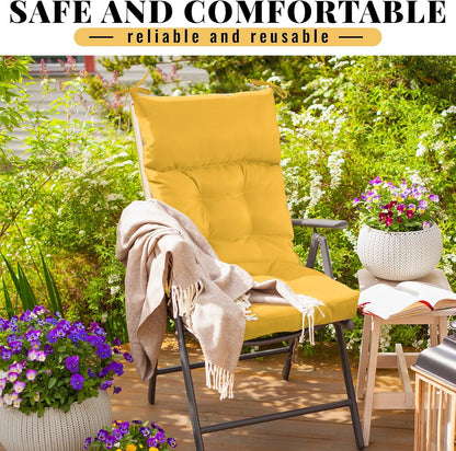 Sintuff 4 Pcs 44 x 21 x 4 Outdoor Chair Cushion Patio Chair Cushions Seat/Back Tufted Pillow with Ties Water Resistant Replacement Indoor Patio Furniture Outdoor Furniture (Solid Color,Yellow)
