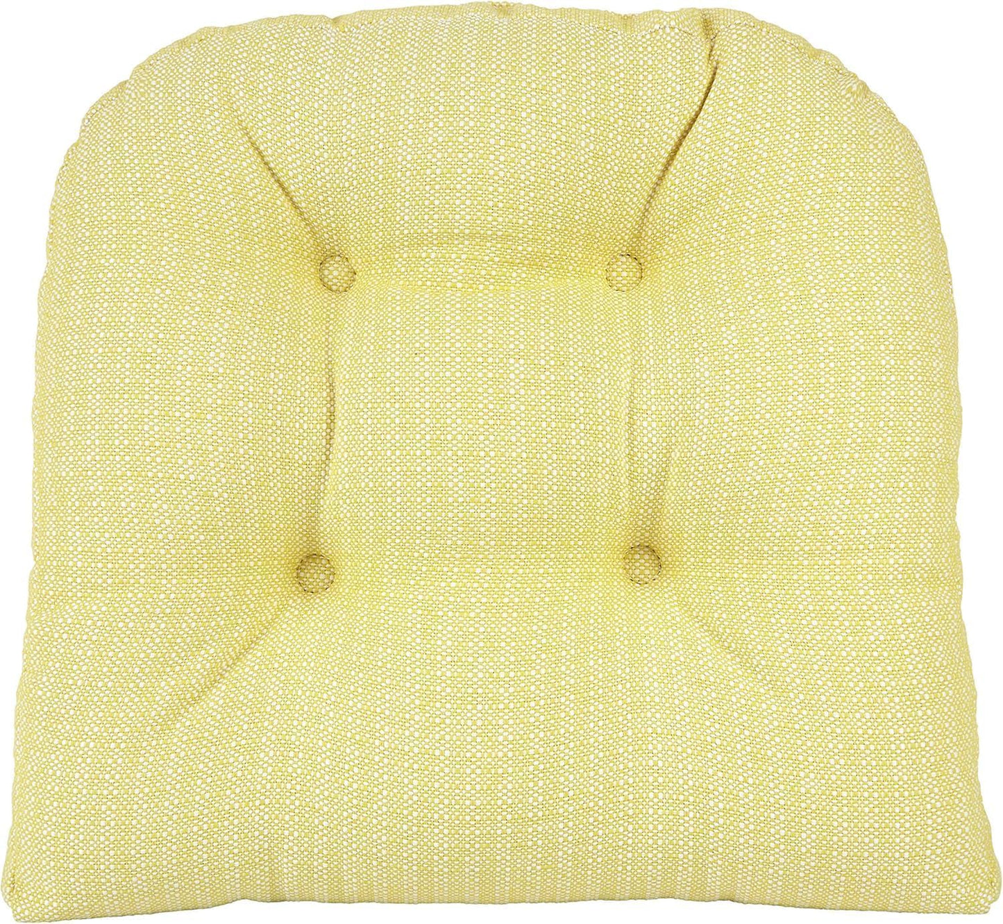 Klear Vu Gripper Overstuffed Universal Non-Slip Dining Chair Cushions for Kitchen Decor or Office Use, U-Shaped Skid-Proof Seat Pad, 17x17 Inches, 2 Count (Pack of 1), Solid Yellow