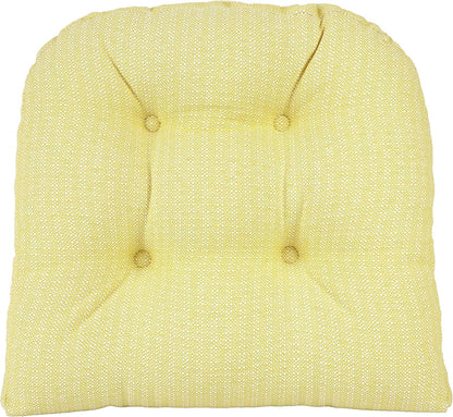 Klear Vu Gripper Overstuffed Universal Non-Slip Dining Chair Cushions for Kitchen Decor or Office Use, U-Shaped Skid-Proof Seat Pad, 17x17 Inches, 2 Count (Pack of 1), Solid Yellow