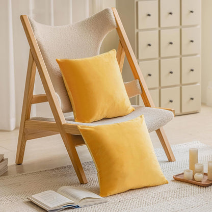 Home Brilliant Yellow Pillow Covers 18x18 Velvet Holiday Decorative Throw Pillows Solid Square Accent Pillowcases for Living Room Couch Bench Summer Decor, 2 Pieces 18 inch(45cm), Yellow
