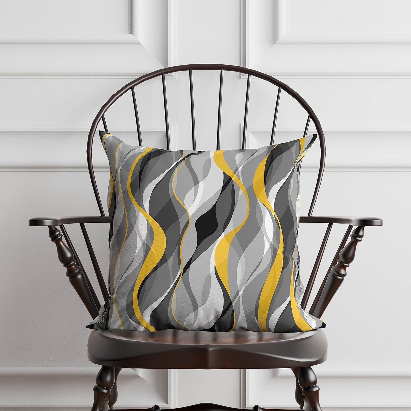 Black and Yellow Grey Throw Pillow Covers Set of 2 Modern Geometric Lines Cushion Covers for Living Room Sofa Accent Home Decor Abstract Art Decorative Pillowcases Outdoor Pillows Covers 18"x18" White
