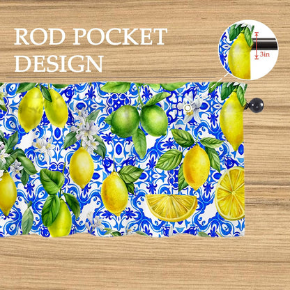 Lemon Valances 54" W x 18" L - Lemon Kitchen Curtains Valance for Windows Rod Pocket Kitchen Decor Decorations