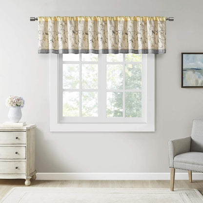 Madison Park Embroidered Light Filtering Rod Pocket Window Treatment Curtain Window Panel Drape for Bedroom Livingroom and Dorm