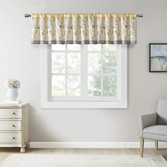 Madison Park Embroidered Light Filtering Rod Pocket Window Treatment Curtain Window Panel Drape for Bedroom Livingroom and Dorm