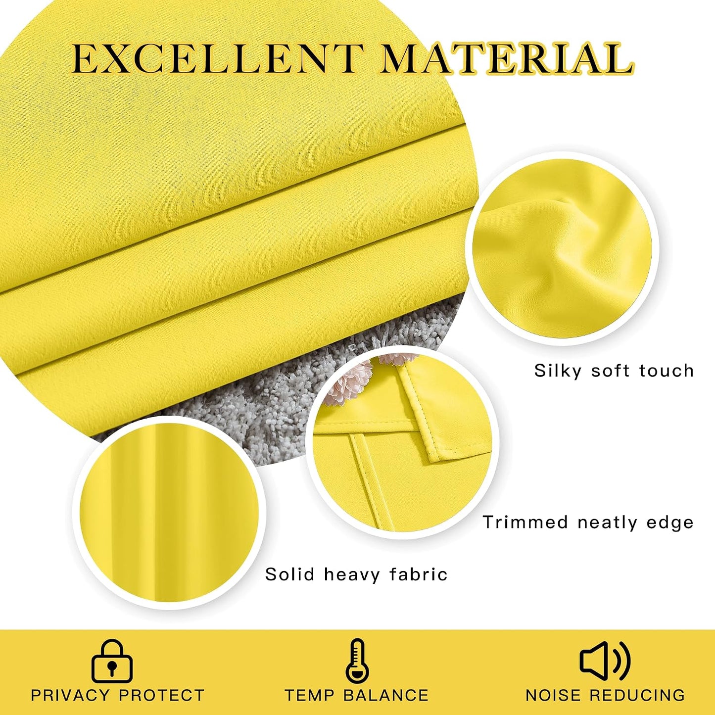 NICETOWN Bright Yellow Blackout Curtains 84 inch Long for Bedroom - Thermal Insulated Solid Grommet Light Blocking Window Curtains & Drapes for Living Room (2 Panels, 52 x 84 Inch, Bright Yellow)
