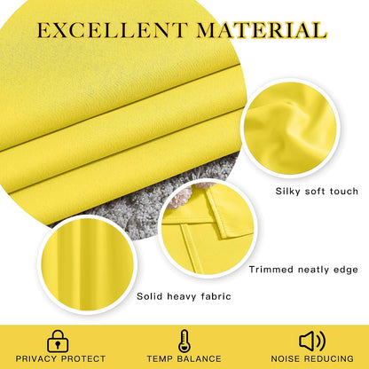 NICETOWN Bright Yellow Blackout Curtains 84 inch Long for Bedroom - Thermal Insulated Solid Grommet Light Blocking Window Curtains & Drapes for Living Room (2 Panels, 52 x 84 Inch, Bright Yellow)