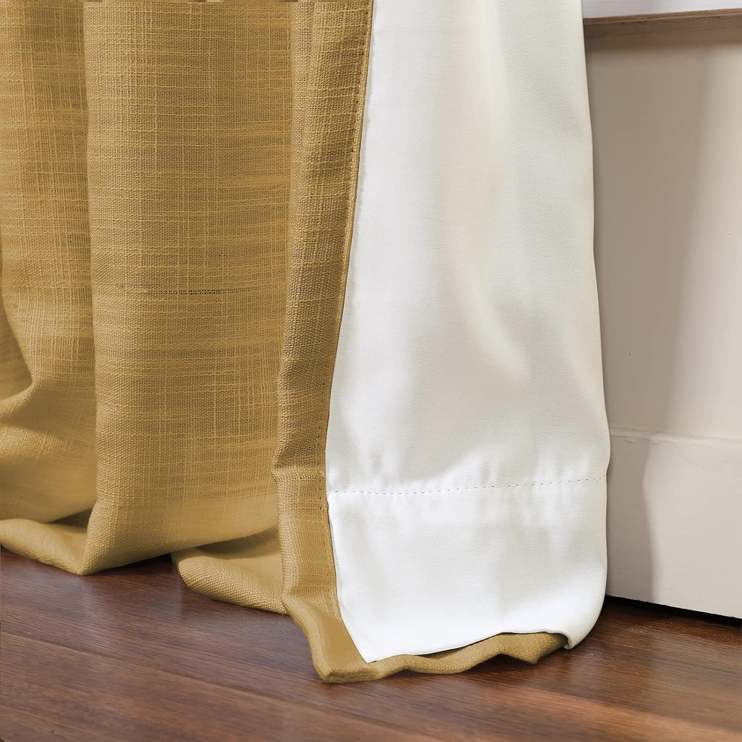 TWOPAGES Linen Textured Pinch Pleat Curtain for Living Room, Room Darkening Window Curtain Panel for Bedroom, Privacy Drape with Double Layer (100 x 102 Inches, 1 Panel, Mustard Yellow)