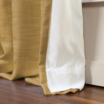 TWOPAGES Linen Textured Pinch Pleat Curtain for Living Room, Room Darkening Window Curtain Panel for Bedroom, Privacy Drape with Double Layer (100 x 102 Inches, 1 Panel, Mustard Yellow)