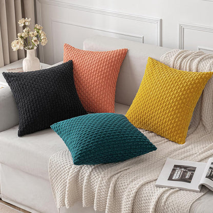 MIULEE Pack of 2 Decorative Throw Pillow Covers 18x18 Inch Soft Boho Striped Textured Corduroy Pillow Covers Modern Farmhouse Home Decor for Couch Bed Sofa Living Room Mustard Yellow
