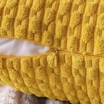 MIULEE Pack of 2 Decorative Throw Pillow Covers 18x18 Inch Soft Boho Striped Textured Corduroy Pillow Covers Modern Farmhouse Home Decor for Couch Bed Sofa Living Room Mustard Yellow