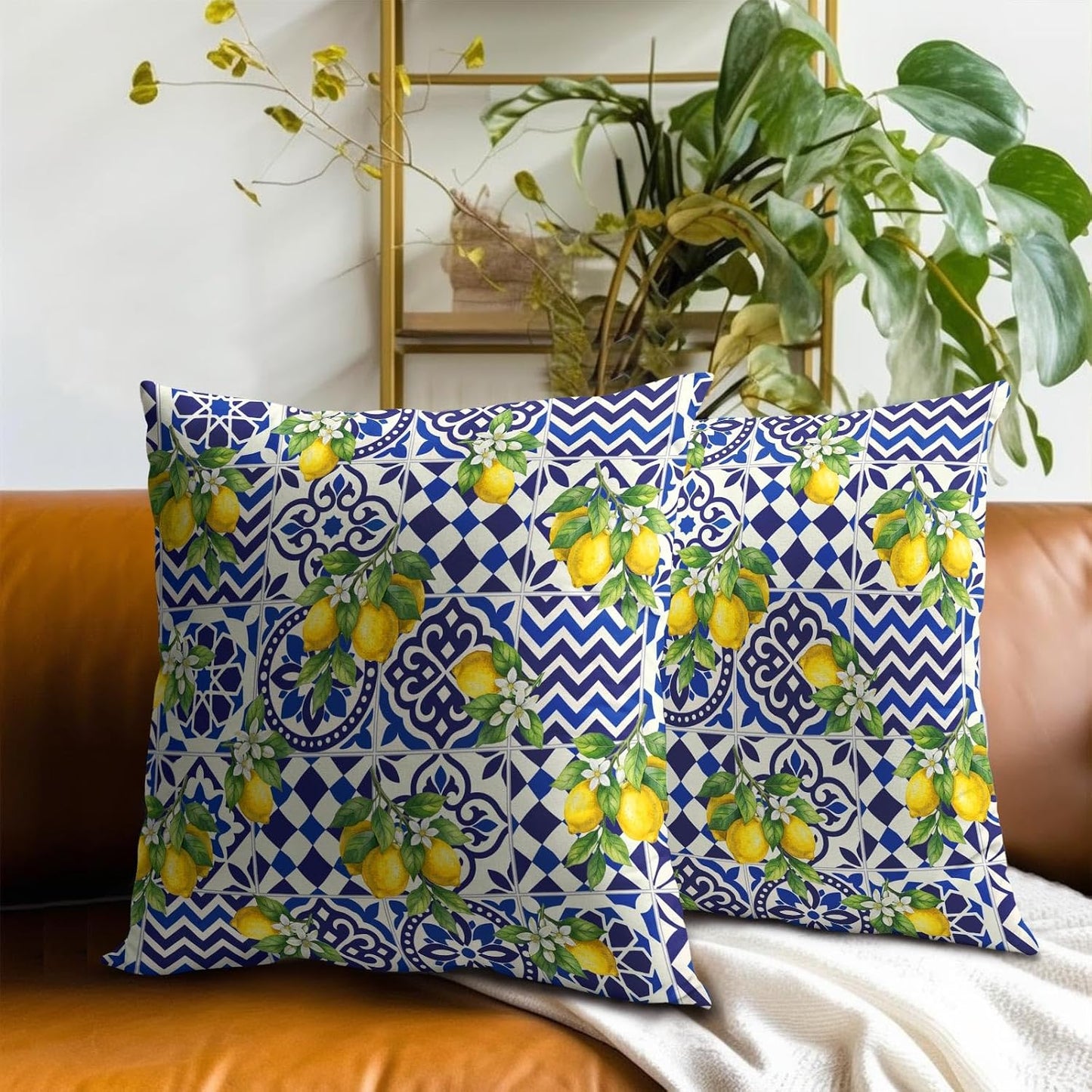 Lemon Mexican Tilt Pillow Covers 18x18 Inch Set of 2 Lemon Decor Italian Gifts Throw Pillow Cases Spring Summer Party Holiday Decorative Cushion Covers for Couch Bed Sofa Home Decor