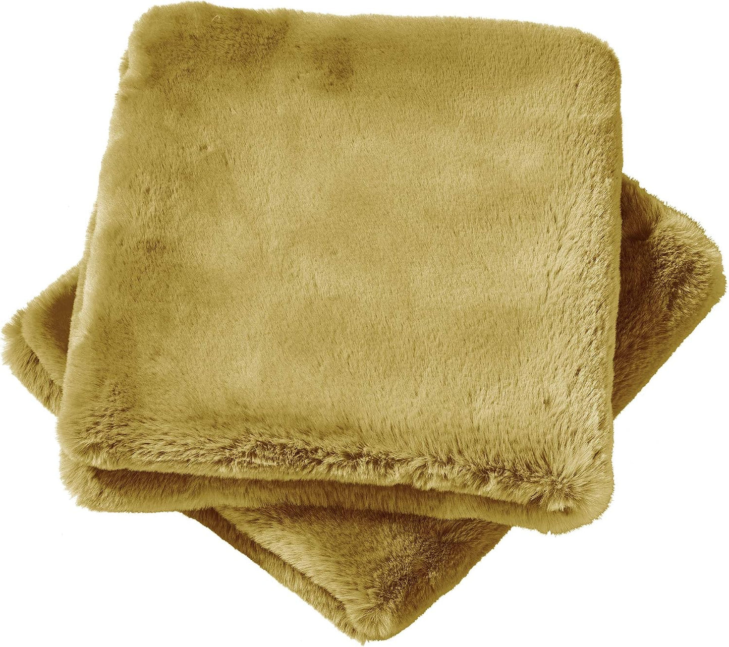 Home Soft Things Heavy Faux Fur Pillow Covers, 2-Pack, 26"x26", Lemon Curry, Soft Luxurious Decorative Pillow Shams for Couch, Bed, Sofa, Cozy Home Decor