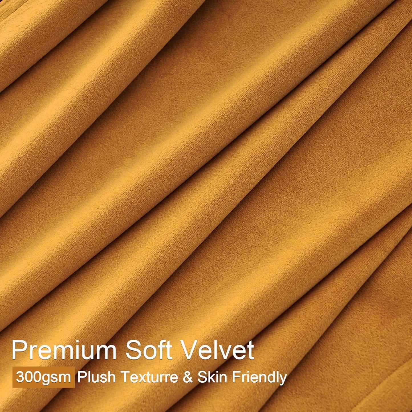 Mustard Yellow Velvet Curtains 84 Inches Long for Living Room Modern Elegant Soft Velvet Rod Pocket Drapes With Hooks for Dining Room Bedroom Room Darkening Privacy Window Treatments 2 Panels Set