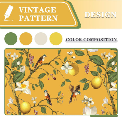 MYSKY HOME Yellow Floral Blackout Curtains 84 inch Long for Living Room Vintage Mid Century Style Lemon Hummingbird Patterned Room Darkening Privacy Drapes Grommet Bedroom Dining Room, 2 Pcs, 52"Wide