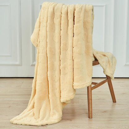 FY FIBER HOUSE Ultra Soft Fuzzy King Blanket, 90"x108", Light Yellow