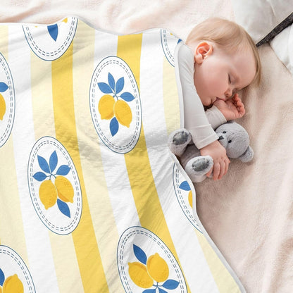 Lemon Yellow Stripe Baby Blanket 30"x40", Soft Cotton Toddler Blankets for Girls Boys with Warm Middle Layer, Lightweight Receiving Blanket for Newborn Crib Stroller