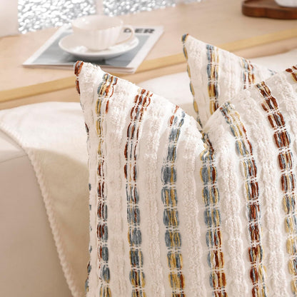 Pillow Covers 20x20 Set of 2 Yellow Striped Throw Pillow Covers Chenille Decorative Pillows Square Cushion Cover for Sofa Couch Bed Living Room Winter Decoratives.