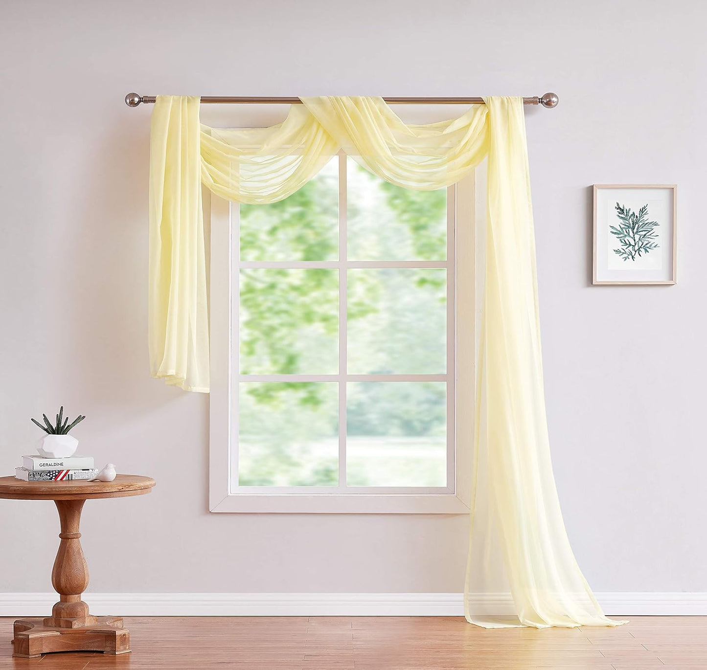 LinenZone Yellow Window Scarf in 216 Inch Size. (Amazing 55 x 216, Yellow) | Use Window Valance Scarves as Canopy Bed or Backdrop Curtains, Curtain Scarf, Wedding Draping or Sheer Fabric for Draping.