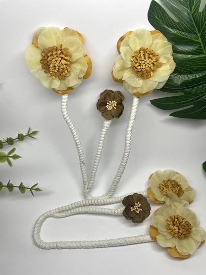 2 Packs Flower Curtain Buckle,Handmade Artificial Flower Curtain Holdbacks Clips,Flexible Curtain Tiebacks Clips Elegant Decorative for Living Room Bedroom(Yellow)