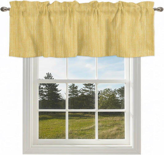 Light Yellow Linen Texture Curtain Valance for Windows Rustic Solid Color Backdrop 42 x 18 Inch Rod Pocket Window Valance Short Curtains for Kitchen Bathroom Bedroom Home Decor, 1 Panel
