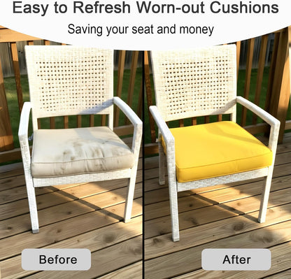 NettyPro Patio Chair Seat Cushion Covers Set 4, Waterproof Outdoor Furniture Cushion Slipcovers with Zipper and Tie, 22 x 20 x 4 Inch, Replacement Cover Only, Yellow