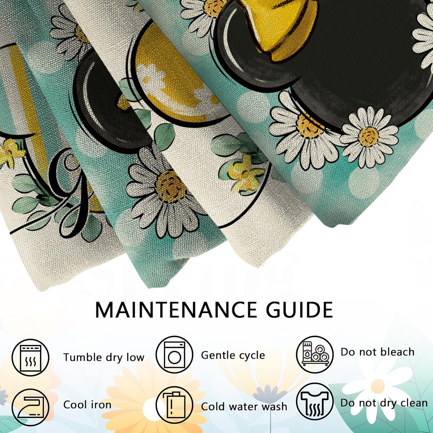 Spring Summer Decorative Throw Pillow Covers 16 x 16 Set of 4, Daisy Flower Eucalyptus Leaves Bloom Gather Cushion Case Decor, Teal Yellow Stripes Polka Dot Home Decoration