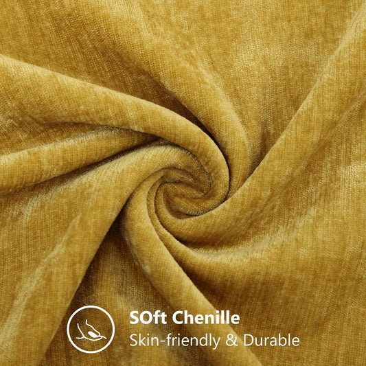 decorUhome Fall Chenille Mineral Yellow Throw Pillow Covers 18x18 Inch Set of 2, Decorative Soft Couch Pillow Covers Solid Dyed Accent Farmhouse Neutral Square Pillow Cases for Sofa