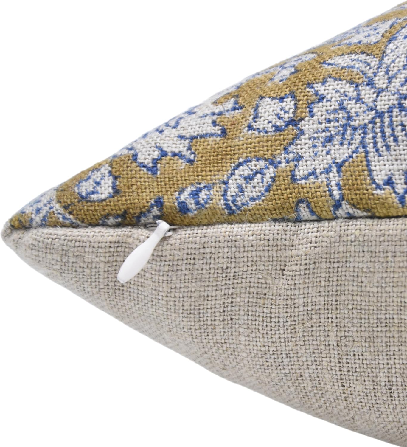 Pillow Covers Handmade Block Print Thick Linen 20X20 Throw Pillowcase Cushion Cover with Zipper for Sofa, Couch, Bed, Fall Decoration, Boho Home Decor, Manikarnika, Light Mustard