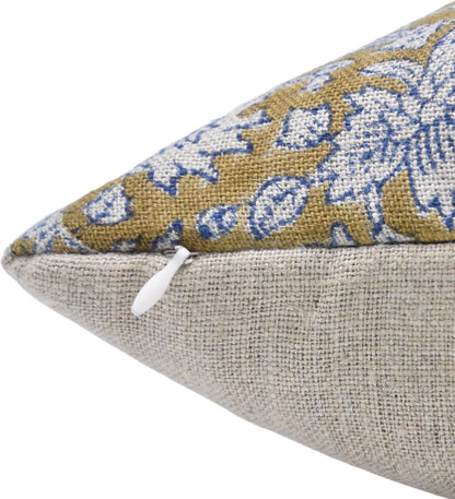 Pillow Covers Handmade Block Print Thick Linen 20X20 Throw Pillowcase Cushion Cover with Zipper for Sofa, Couch, Bed, Fall Decoration, Boho Home Decor, Manikarnika, Light Mustard