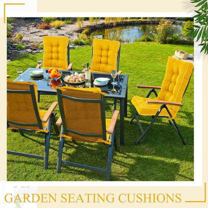 Juexica 4 Sets Outdoor Patio Cushions High Back Outdoor Chair Cushions Rocking Cushion Patio Fastness Chair Pads with Ties for Seasonal Indoor Home Office(Yellow,16 x 16 x 3.5)
