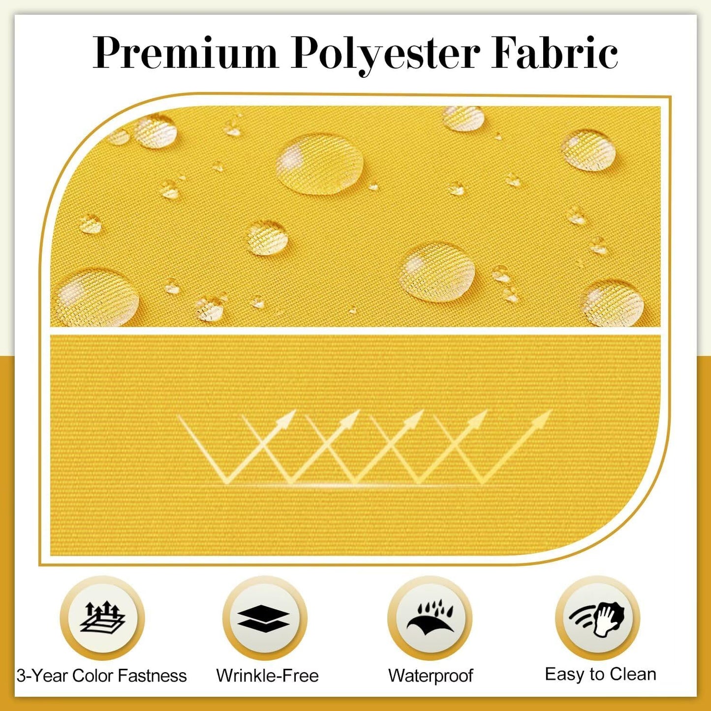 Cozyide Outdoor Chair Cushions, Waterproof Patio Seat Cushions with Adjustable Straps, Round Corner Patio Chair Cushions for Garden, Yellow, 17x16x2 Inch (Pack of 2)