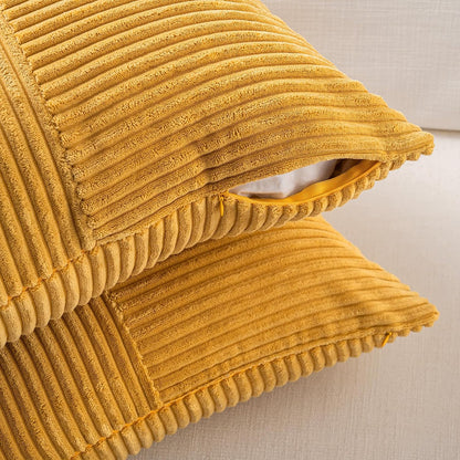 Fancy Homi 2 Packs Sunflower Yellow Spring Decorative Throw Pillow Covers 18x18 Inch for Living Room Couch Bed Sofa, Gold Yellow Home Decor, Soft Corss Corduroy Patchwork Textured Cushion Case 45x45cm