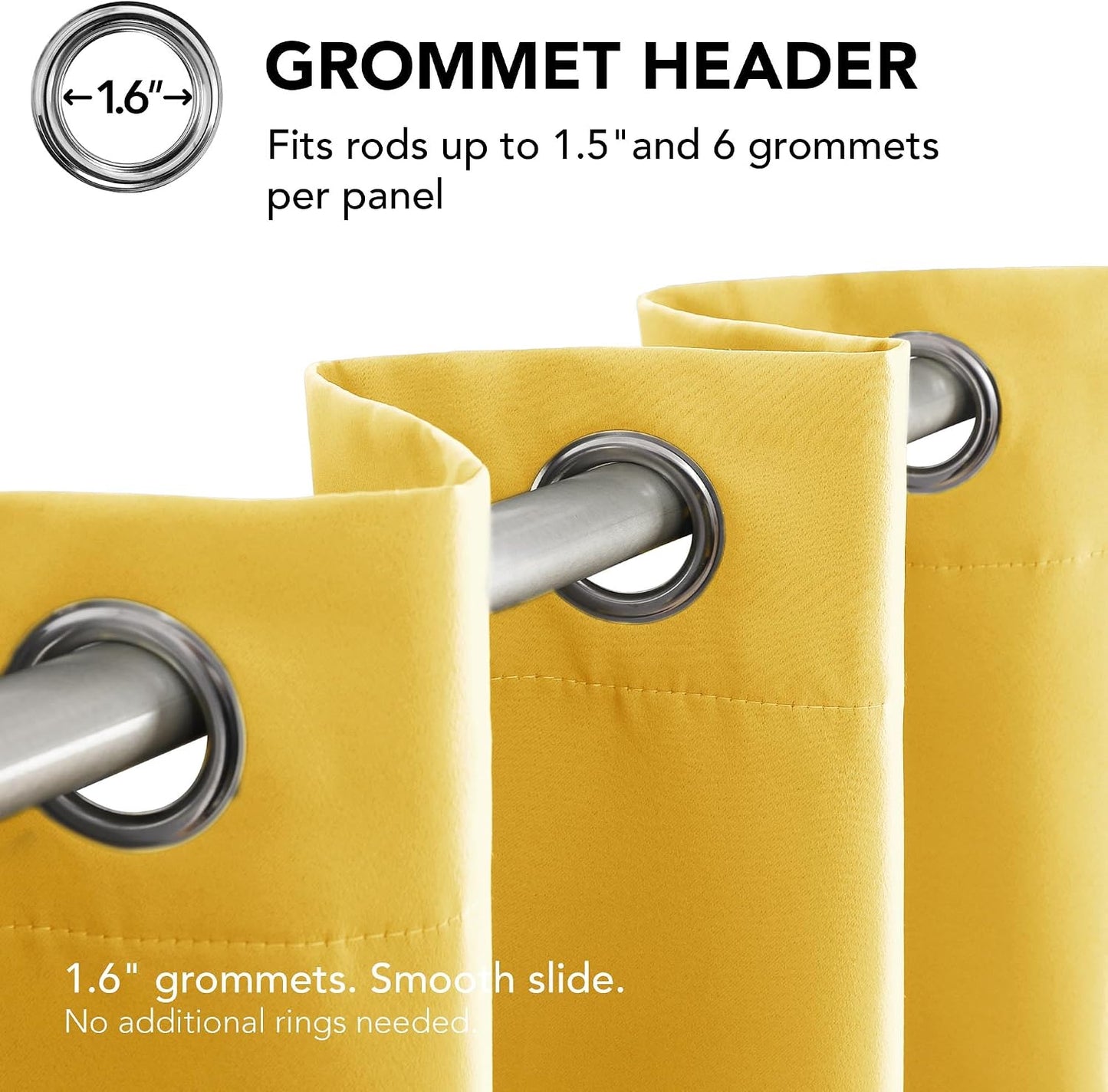 Deconovo Blackout Curtains for Bedroom, Thermal Insulated Room Darkening Grommet Window Drapes, Mellow Yellow, 42W x 84L Inch, Pack of 2 for Living Room & Nursery Privacy Panels