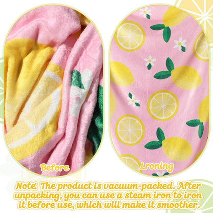 Moukeren 6 Pcs Lemon Flannel Blanket Bulk Gifts Fruit Pattern Lightweight Throw Blankets Home Living Room Sofa Chairs Decor Lemons Gifts for Mom Women Lemon Party Favors