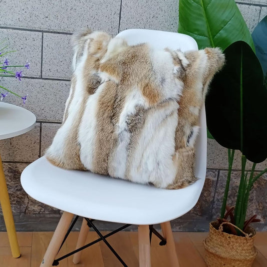 Rabbit Fur Pillow Cover 18x18, Fluffy Furry Throw Pillow Covers, Plush Decorative Pillow Cases for Couch, Bed, Living Room(Straw Yellow)