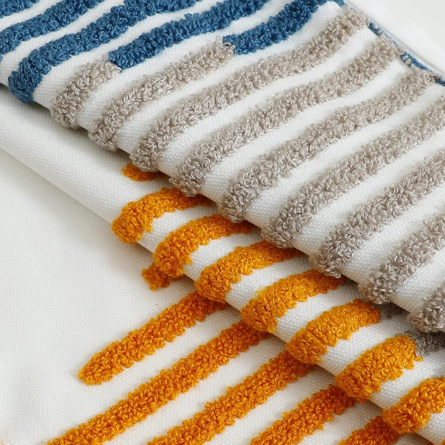 Boho Throw Pillow Covers 18x18 Pack of 2 Modern Striped Patchwork Farmhouse Pillow Covers Decorative for Couch Sofa Bed Outdoor Yellow and Blue Throw Pillow Covers