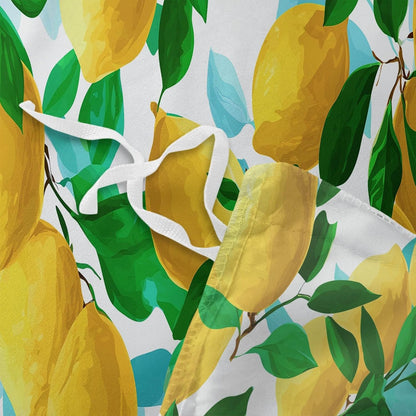 Kids Duvet Cover Set Cartoon Fruit Lemon Leaf Bedding Set for Boys Teens Adults, Yellow Comforter Cover Bedroom Collection 3Pcs Full Size (80 X 90 in)
