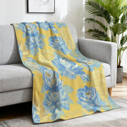 Oil Painting Blanket Cozy for Boys Girls Men Women Teens Adults, 50" x 70" Lemon Yellow Throw Blanket, Soft Cozy Lightweight Throw Plush Blankets