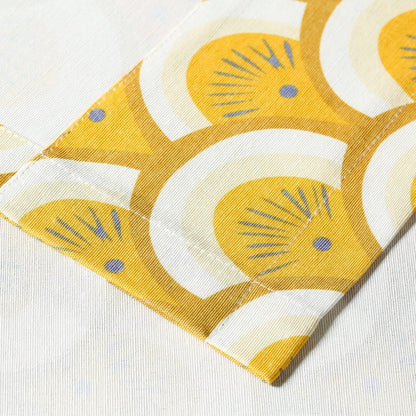 VOGOL Boho Curtain Valances, Country Rustic Yellow Geometric Printed Window Topper Treatment, Rod Pocket Short Drapes for Kitchen Living Room Cafe, 52 x 18