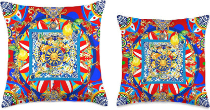 Sun Summer Colorful Lemon Art Throw Pillow