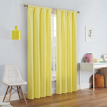 ECLIPSE Kendall Modern Blackout Thermal Rod Pocket Window Curtain for Bedroom or Living Room (1 Panel), 42 in x 84 in, Lemon