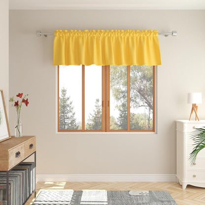 Yellow Small Tiers Kitchen Short Small Mini Window Curtains Valance 18 inches Length Blackout Home Decor Blackout Basement rv Camper Living Room/Bedroom 52W by 18L 1 Piece Rod Pocket