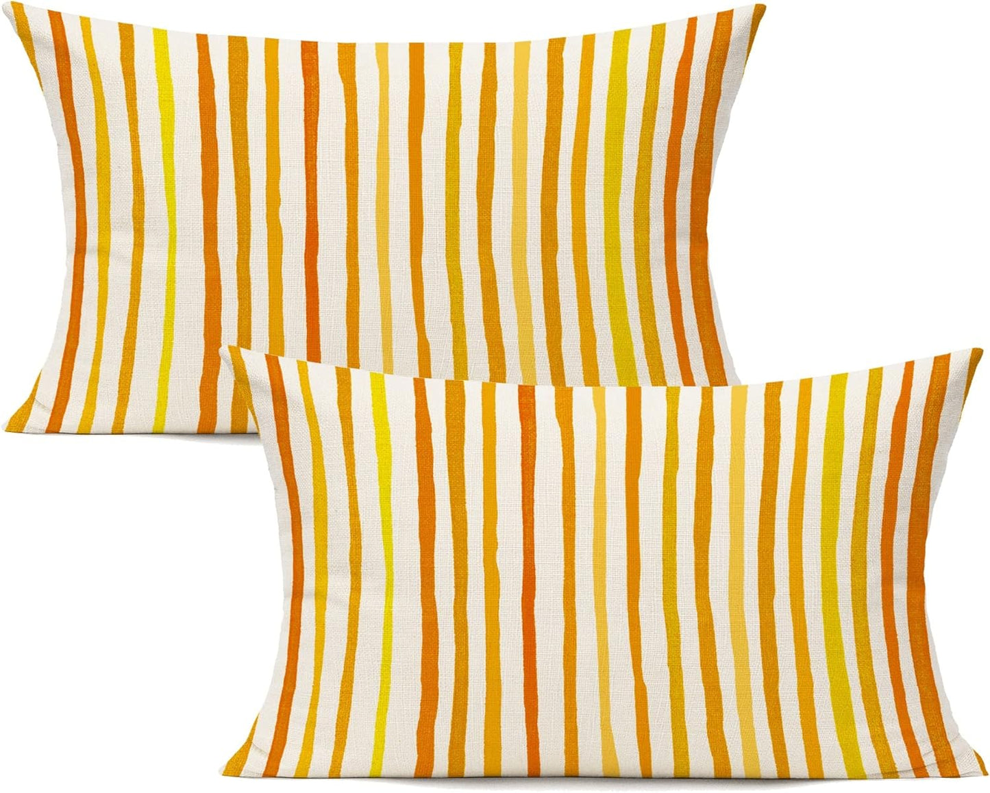 All Smiles Outdoor Yellow Throw Pillow Covers for Patio Bench Garden Porch Sunbrella Furnitures Sage Lines Stripes Cushion Cases Decorative 12x20 Set of 2 for Sofa Couch