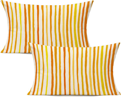 All Smiles Outdoor Yellow Throw Pillow Covers for Patio Bench Garden Porch Sunbrella Furnitures Sage Lines Stripes Cushion Cases Decorative 12x20 Set of 2 for Sofa Couch