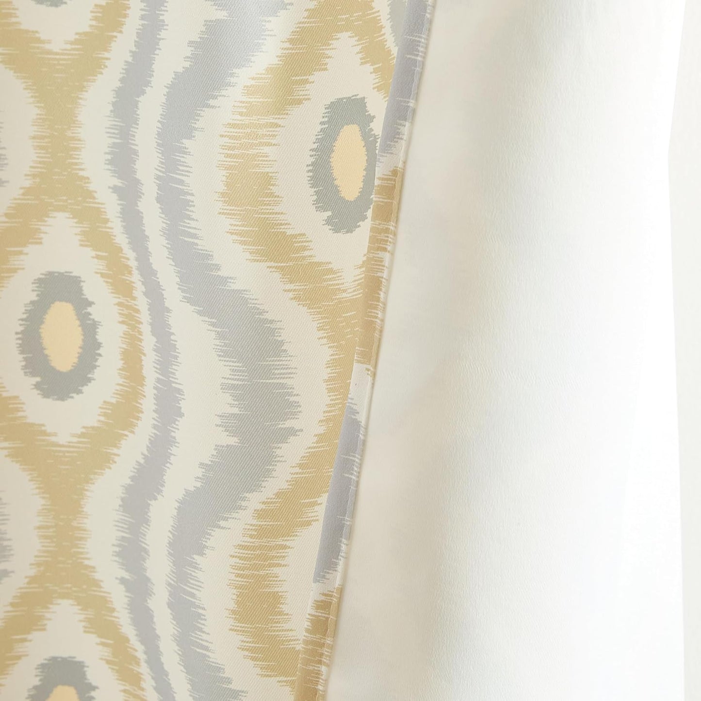 HLC.ME Tanner Grey and Yellow Gold Patterned Curtains - Geometric Grommet Curtains for Bedroom - Ogee Ikatt Light Reducing Window Panels, Set of 2-37 W x 84 L
