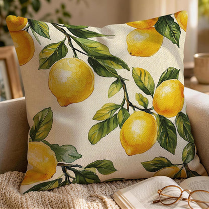 Summer Lemon Throw Pillow Covers, 18X18 inch Set of 4 Square Modern Outdoor Pillow Cases Decorative Cushion Covers, for Home Couch Sofa Car Decor